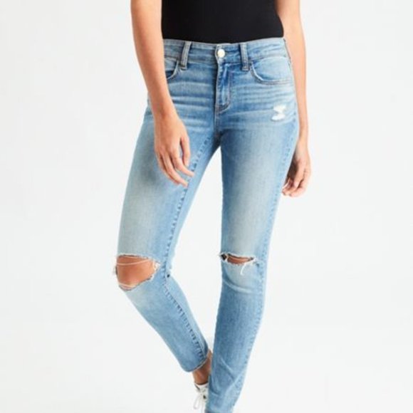 American Eagle Outfitters Denim - American Eagle Outfitter Women's Blue Distress High Rise Denim Jegging Jeans 14